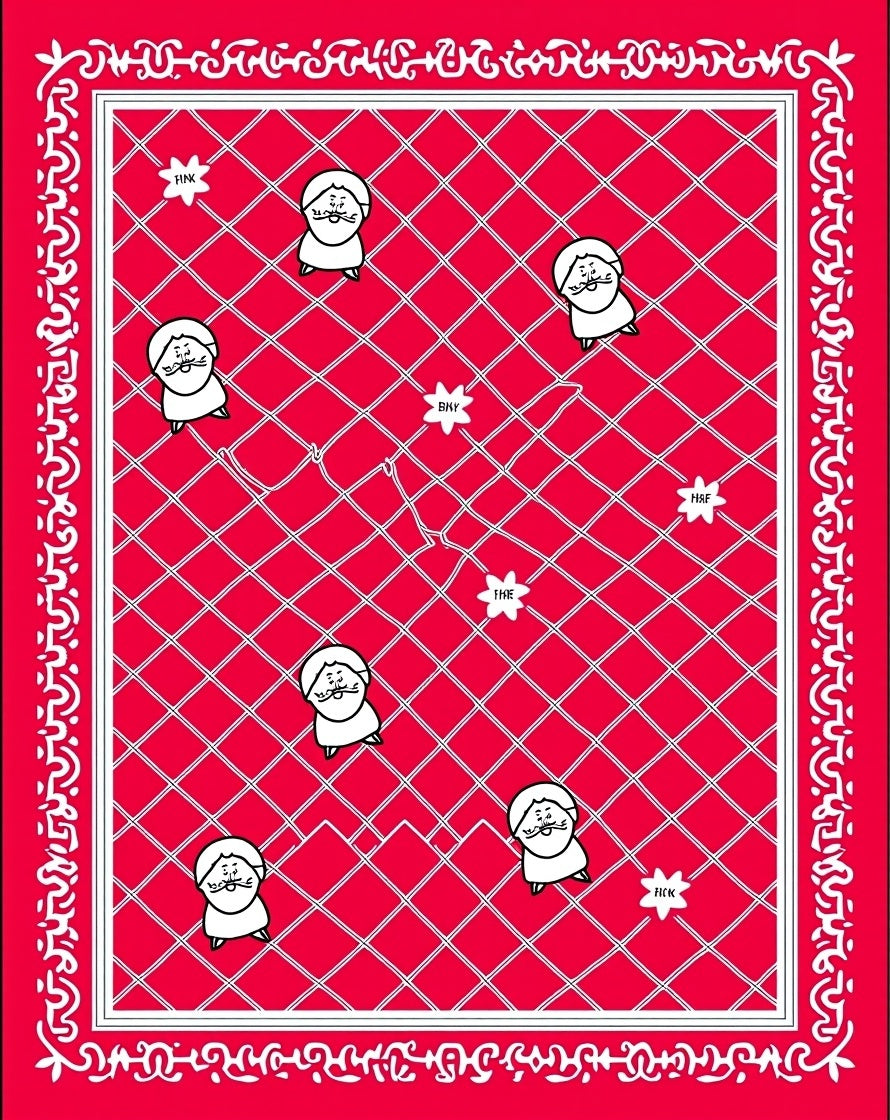 Red Cartoon Character Lattice Rug