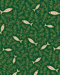 Green Gold Fish Aquatic Fern Rug