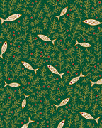 Green Gold Fish Aquatic Fern Rug