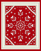 Festive Red White Snowflake Medallion Rug