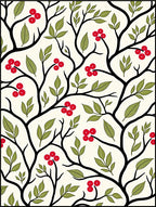 Black Branch Red Berry Garden Rug