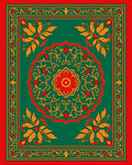 Traditional Green Red Floral Medallion Rug