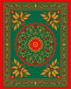 Traditional Green Red Floral Medallion Rug