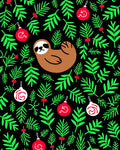 Cute Sloth and Red Ornaments Garden Rug