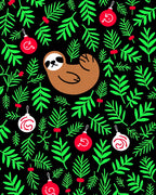 Cute Sloth and Red Ornaments Garden Rug