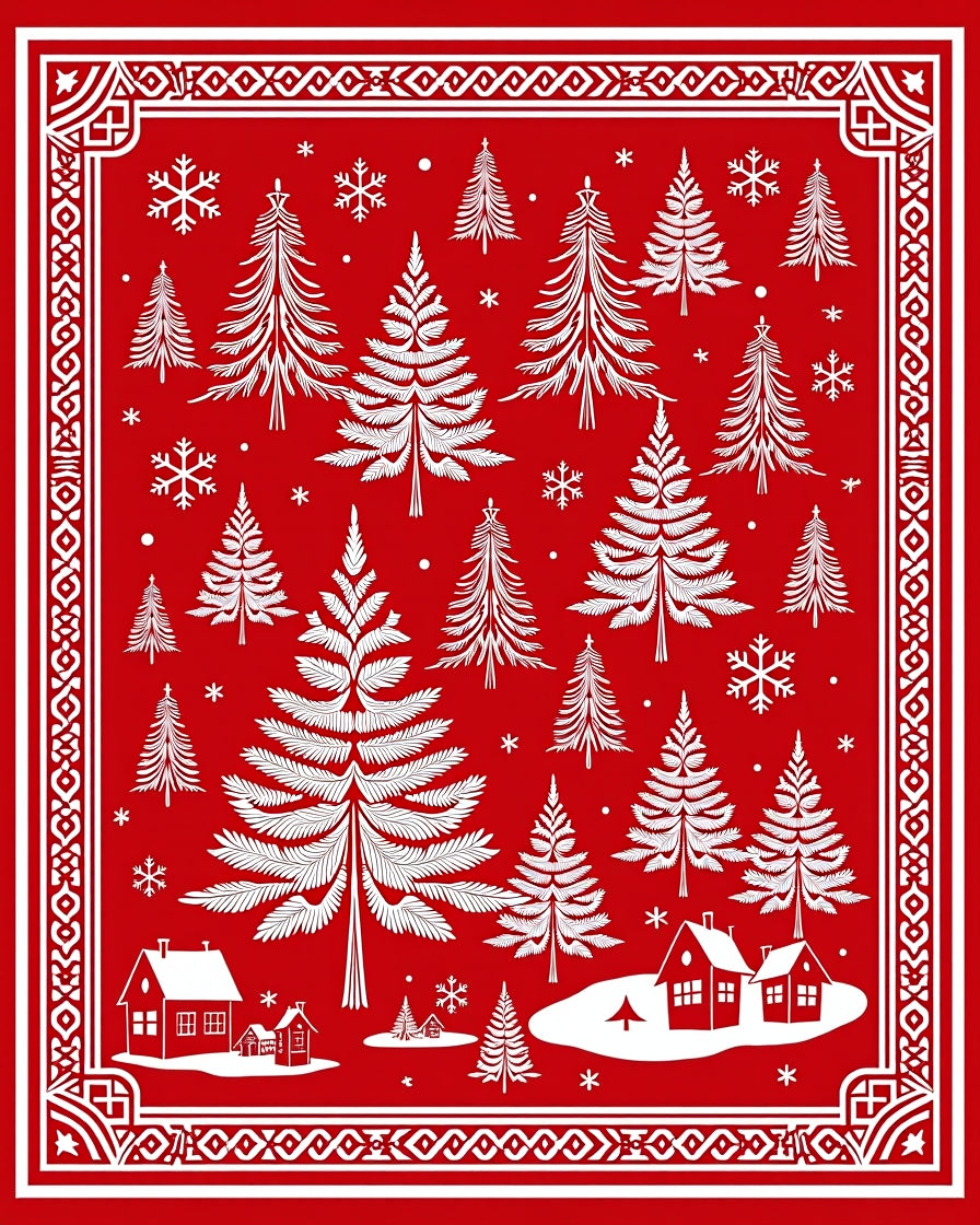 Winter Wonderland Red Pine Forest Rug