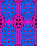 Vibrant Pink Blue Heart Jewel Rug