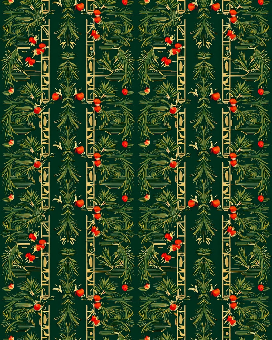 Emerald Forest Red Berry Garland Rug