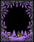 Purple Village Evergreen Border Rug