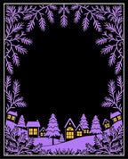 Purple Village Evergreen Border Rug