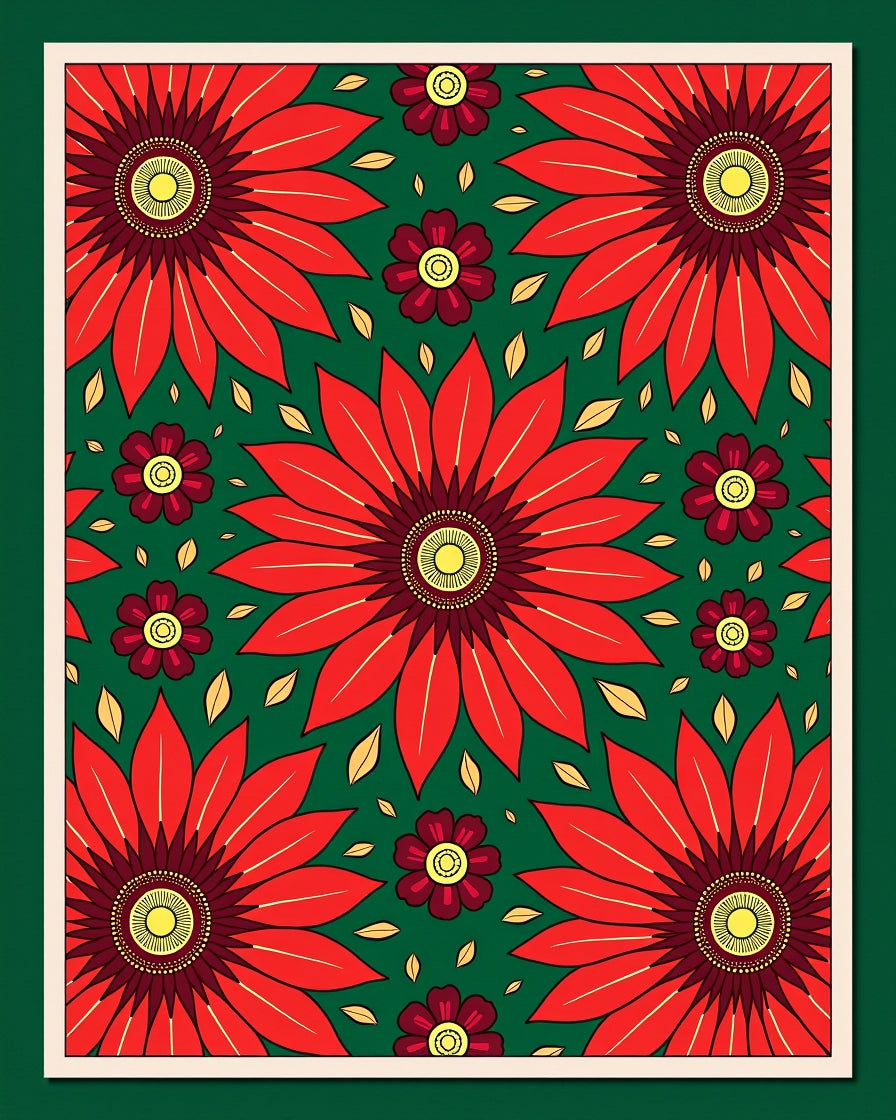 Crimson Red Floral Meadow Rug