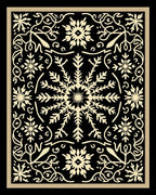 Black and Gold Snowflake Medallion Rug