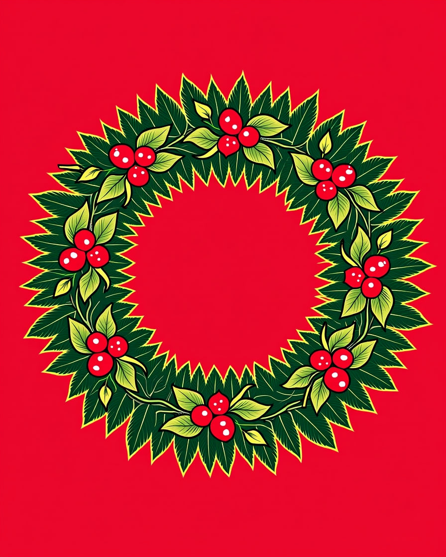 Classic Holly Berry Wreath Green Red Rug