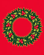 Classic Holly Berry Wreath Green Red Rug