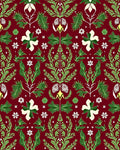 Rich Red Emerald Green Botanical Damask Rug