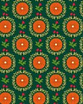 Orange Sunburst Floral Folk Art Rug