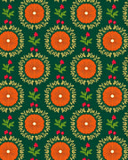Orange Sunburst Floral Folk Art Rug
