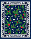 Christmas Holly Snowflakes Border Rug