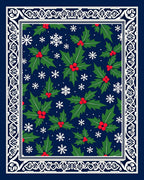 Christmas Holly Snowflakes Border Rug