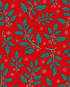 Radiant Red Teal Leafy Branches Rug