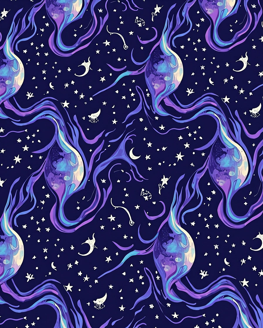 Cosmic Purple Nebula Swirl Stars Rug