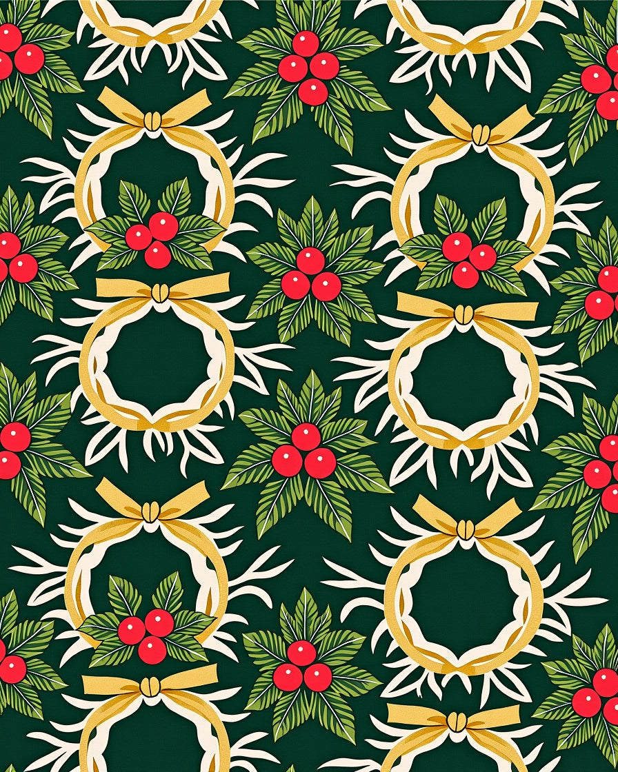 Festive Holly Berry Wreath Greeting Rug