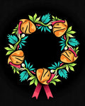 Whimsical Orange Bell Botanical Garland Rug