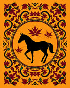 Black Horse Maple Leaf Medallion Border Rug