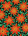 Vibrant Red Yellow Floral Foliage Rug
