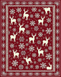 Red Cream Reindeer Snowflake Medallion Rug