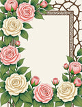 Pink Cream Rose Floral Garland Rug