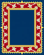 Crimson White Floral Golden Border Rug