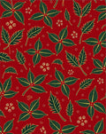 Crimson Dark Green Leafy Botanical Rug