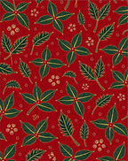 Crimson Dark Green Leafy Botanical Rug
