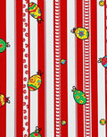 Festive Red Striped Holiday Ornaments Rug