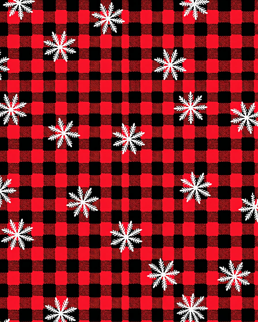 Red Black Buffalo Plaid Snowflake Rug