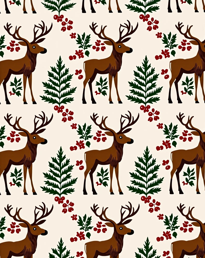 Majestic Brown Deer Forest Berry Accents Rug