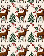 Majestic Brown Deer Forest Berry Accents Rug