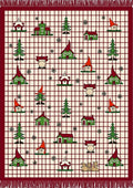 Charming Gnome Village Red Grid Rug