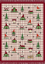 Charming Gnome Village Red Grid Rug