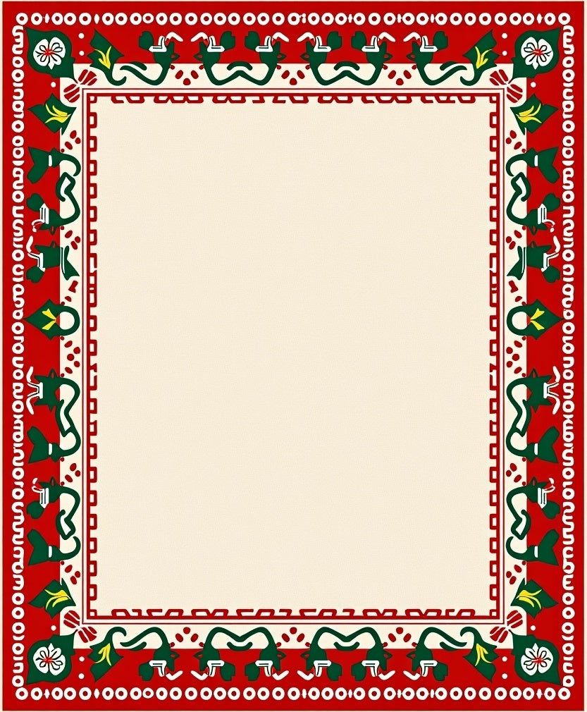 Red Green Dragon Border Accent Rug