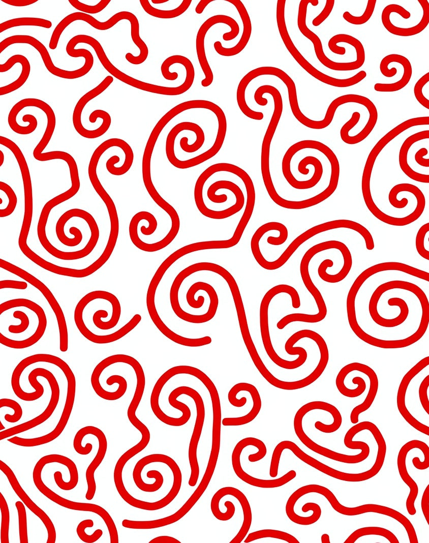 Crimson Swirl Abstract Curls Rug