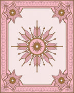 Pink and Gold Sunburst Medallion Rug