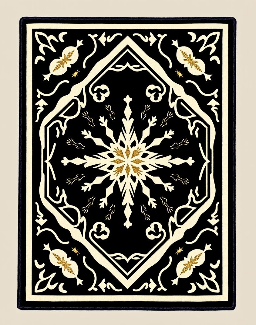 Black Golden Snowflake Medallion Rug