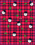 Red Plaid Snowman Holly Mittens Rug