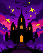 Gothic Castle Bats Purple Clouds Rug