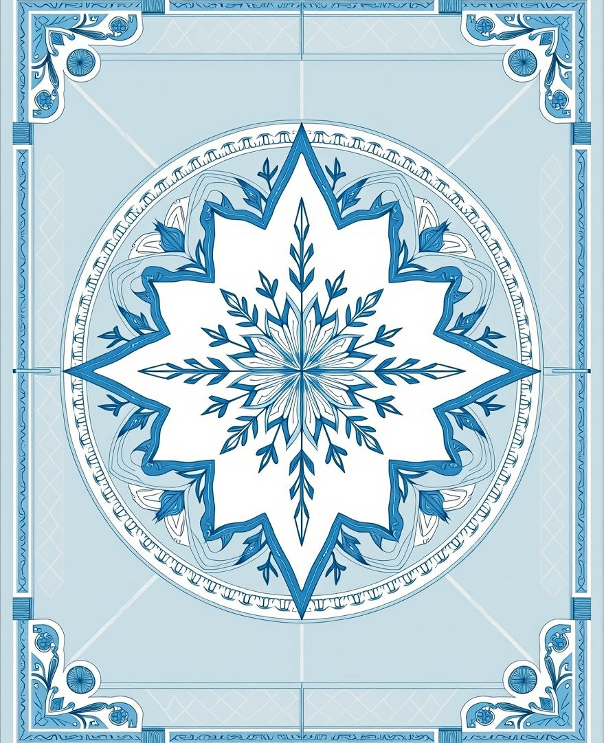 Ice Blue Starburst Mandala Rug