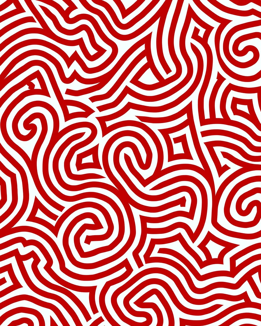 Bold Red Abstract Swirl Rug