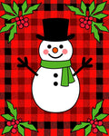Cheery Snowman Plaid Holly Accent Rug