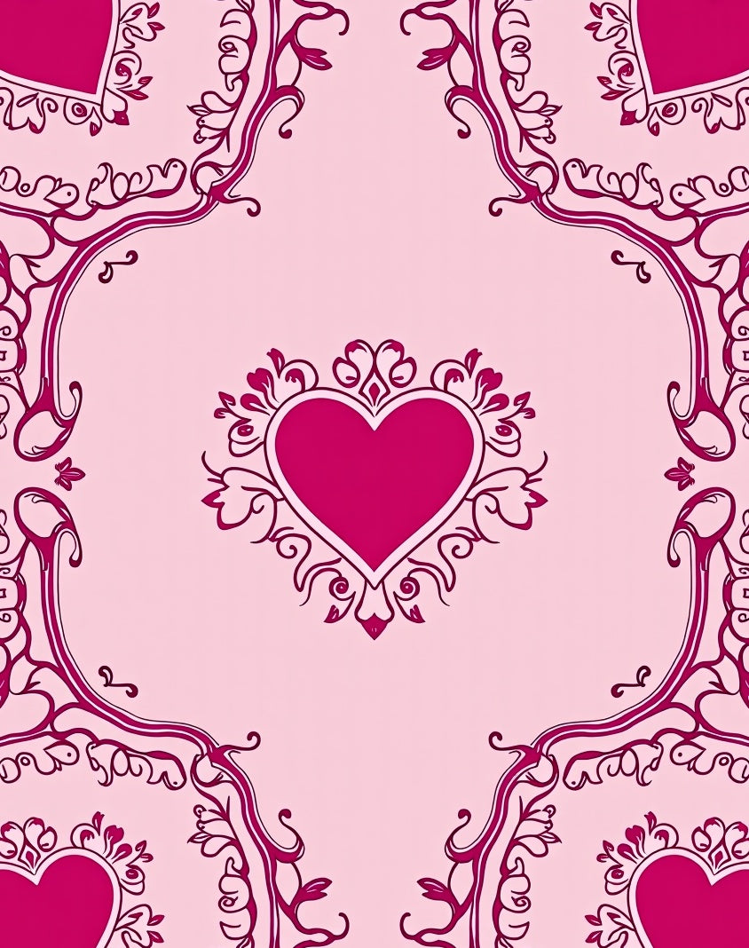 Crimson Heart Floral Border Rug